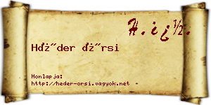 Héder Örsi névjegykártya